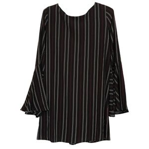 AKIRA | Red & White Stripped Black Dress with Bell Sleeves NWOT